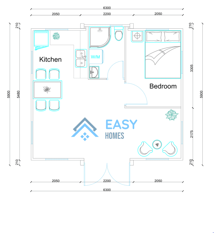 20ft 1 bedroom