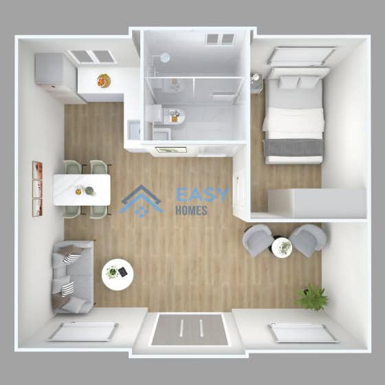 20ft-one-bedroom floor plan