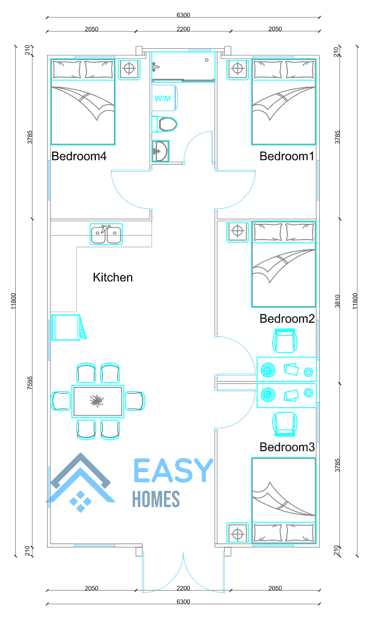 40 ft 4 bedroom floor plan