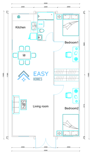 40ft 2 bedroom