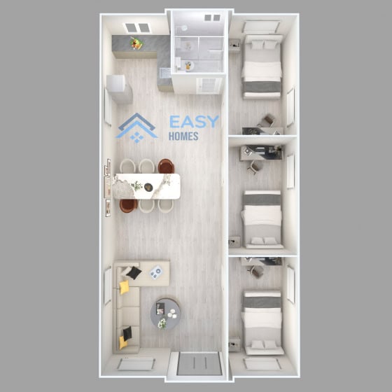40ft 3 bedrooms on side floor side