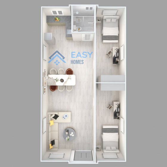 40ft-two-bedroom floor plan