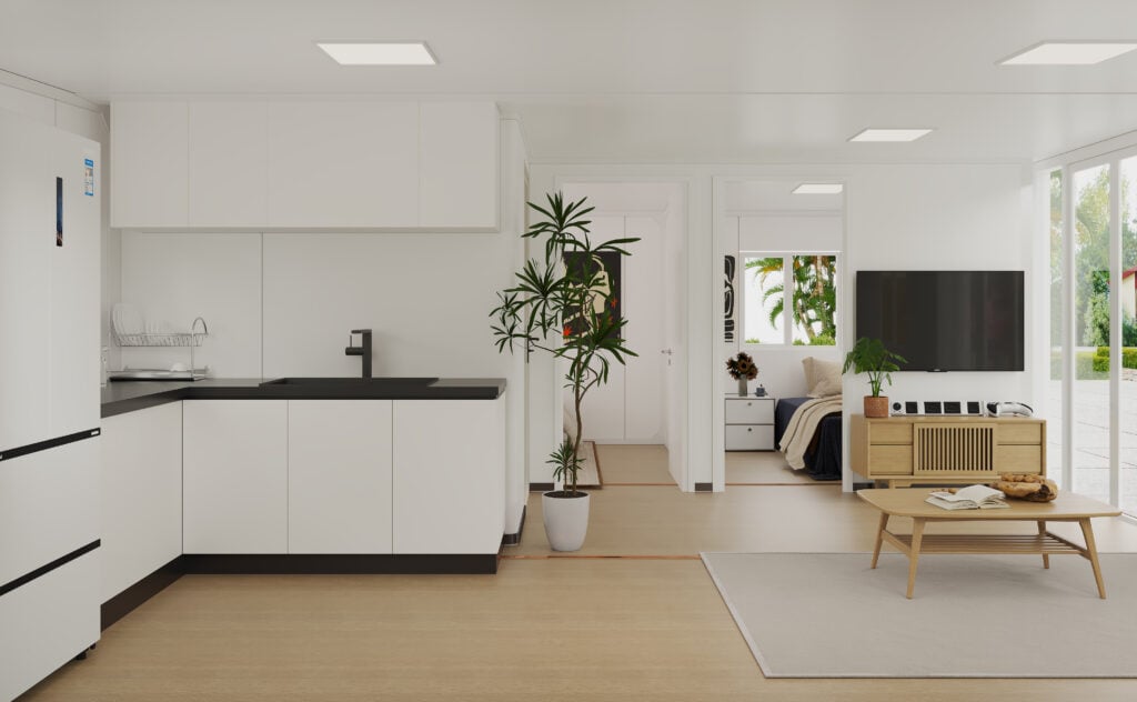 Kitchen and lounge area