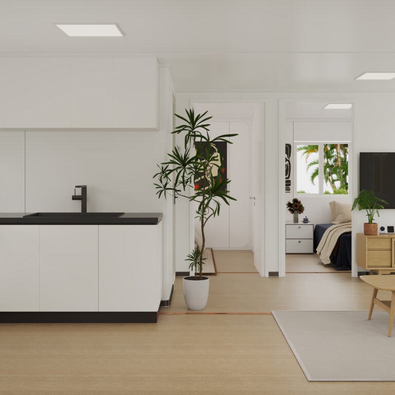 Kitchen and lounge area