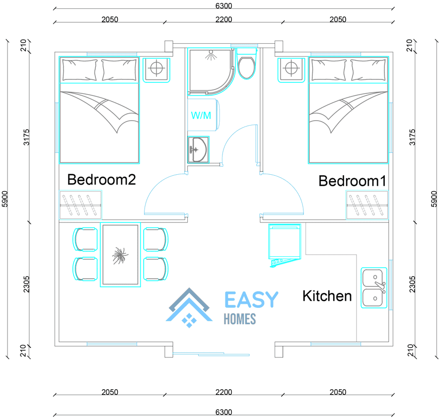20ft 2 big bedrooms